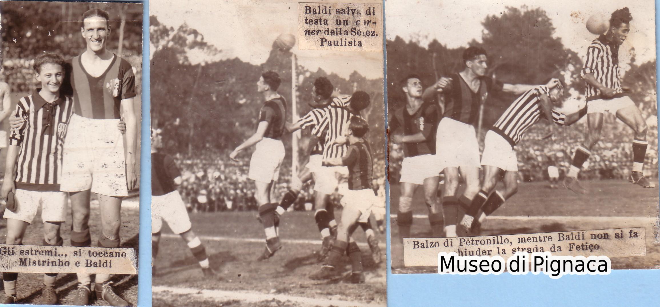 1929 (28 luglio) San Paulo - Baldi in azione contro la selezione paulista