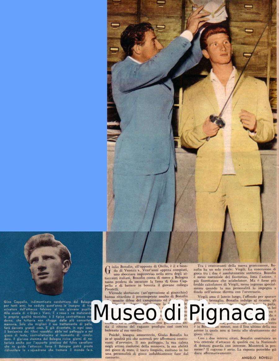 1955 Giulio Bonafin - il ciuffo rosso di Bologna (pagina centrale dello Sport Illustrato del febbraio 1955)