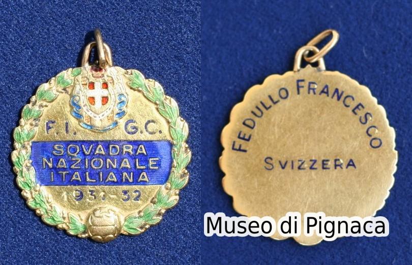 1931-32 Medaglia d'oro donata dalla FIGC a Francisco Fedullo (*)