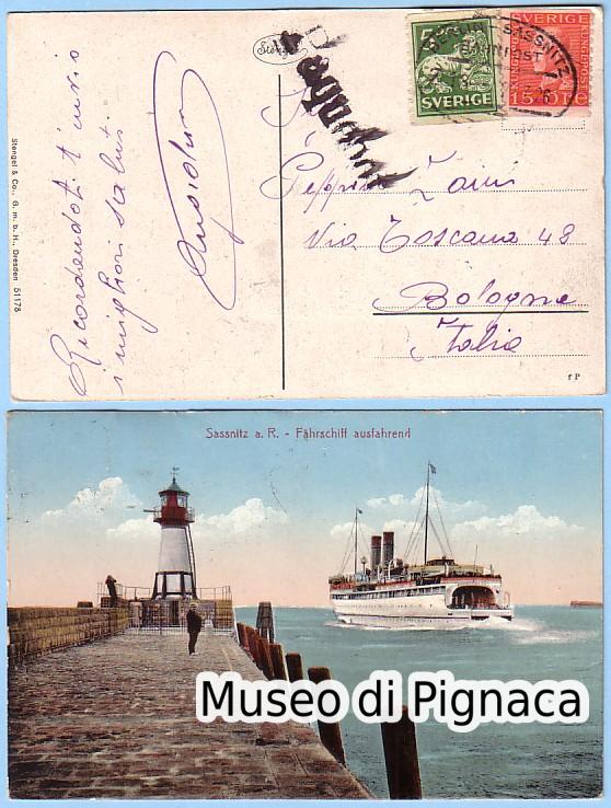 1926 Cartolina spedita da Angiolino Schiavio dalla Svezia