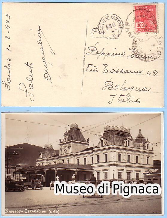 1929 Cartolina spedita da Angiolino Schiavio dal Brasile