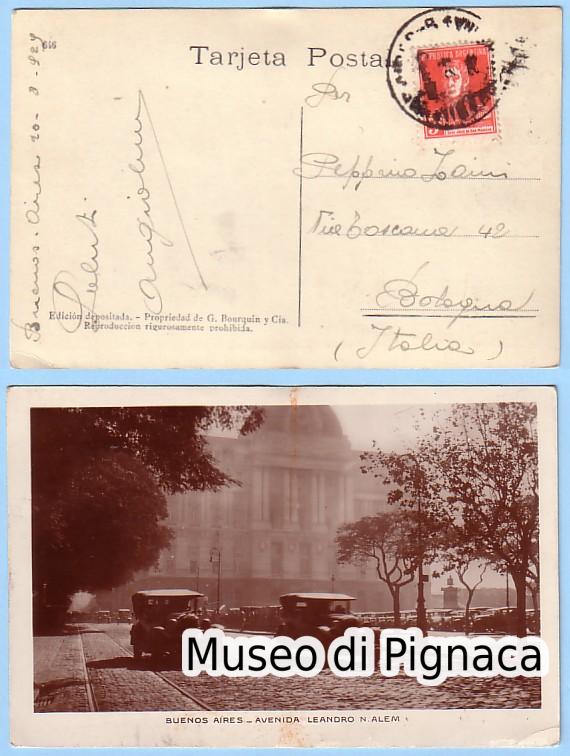 1929 Cartolina spedita da Angiolino Schiavio dall'Argentina