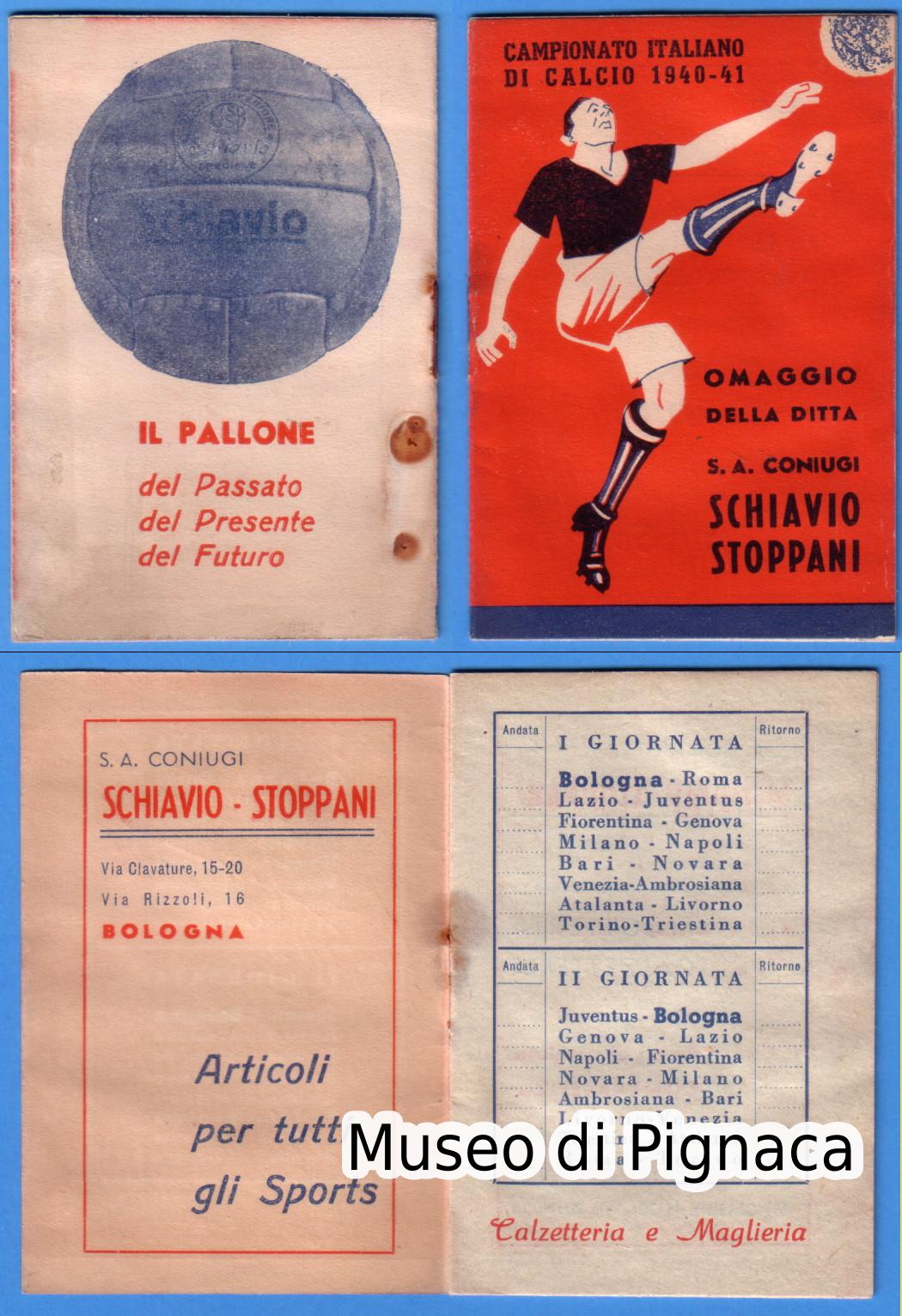 1940-41 Calendarietto campionato serie A - SCHIAVIO STOPPANI