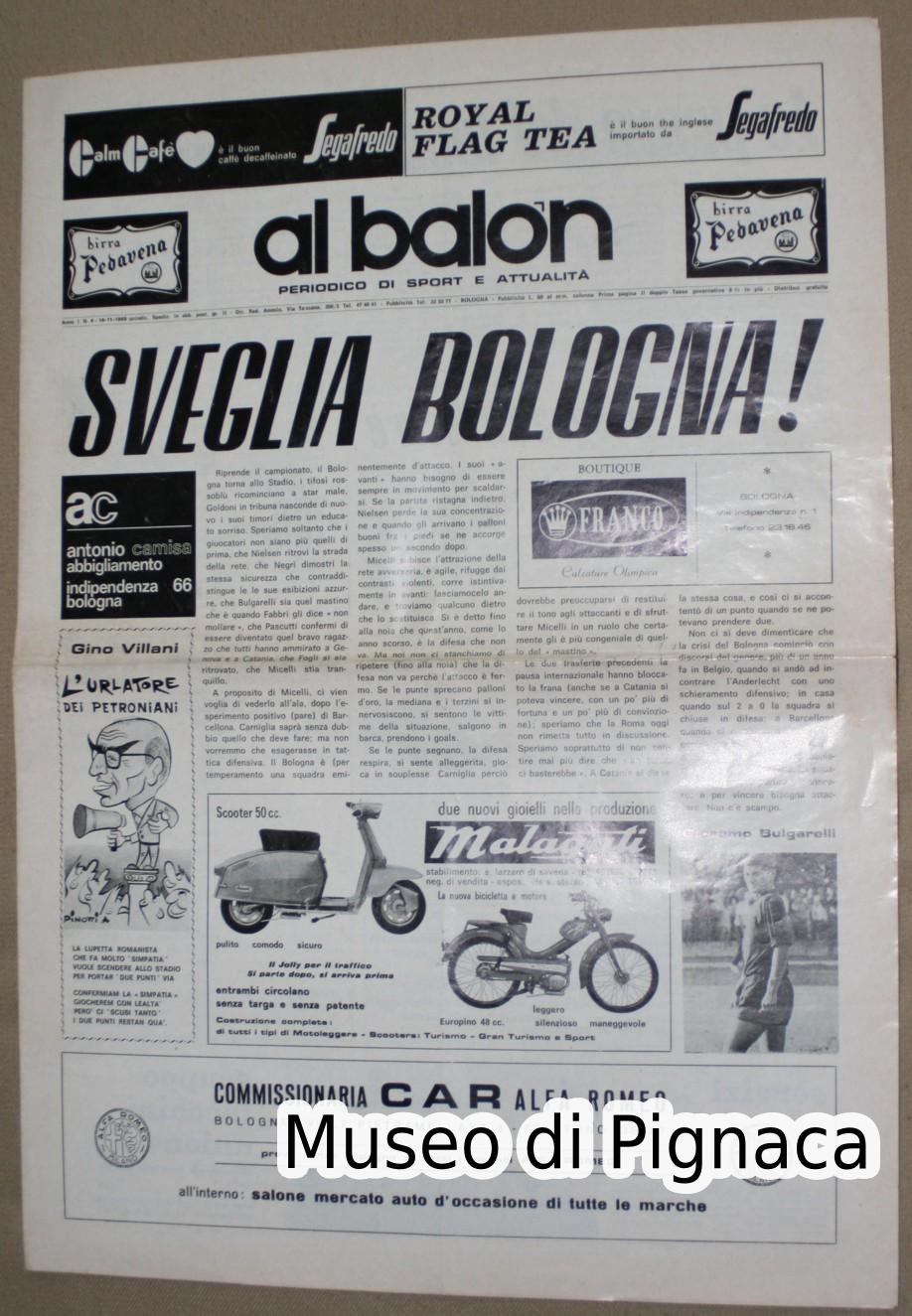 1965-66 'Al Balòn' Programma distribuito allo stadio Comunale di Bologna
