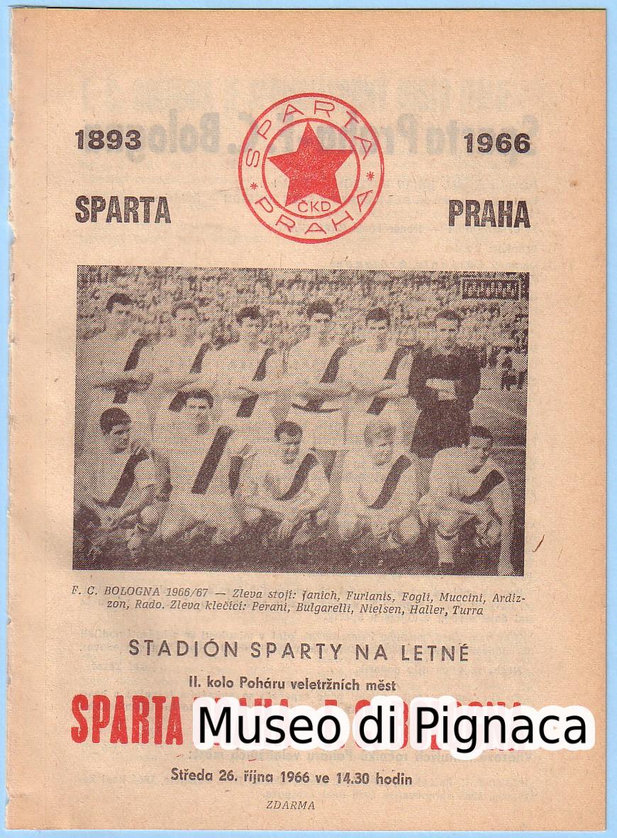 1966 26 ottobre - Programma Coppa delle Fiere Sparta Praha - Bologna FC