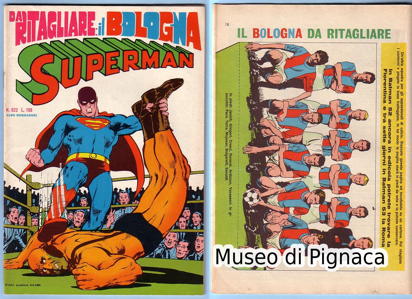 1969 Fumetto SUPERMAN - con inserto del Bologna FC da ritagliare
