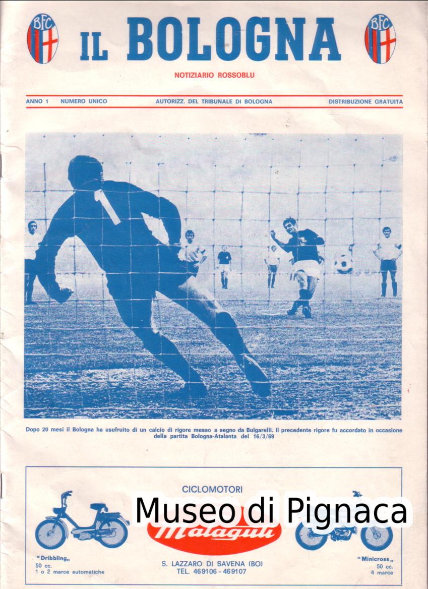 1971 (3 gennaio) 'IL BOLOGNA' anno 1 Numero Unico - (fanzine vs Hella Verona)
