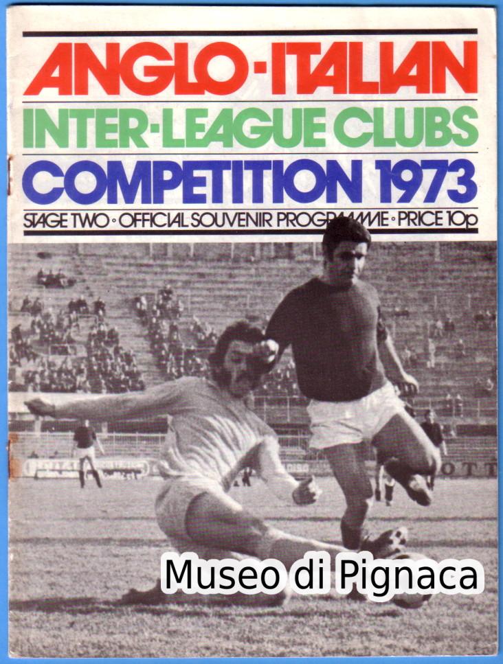 1973 programma torneo Anglo Italiano - In prima pagina Marino Perani contrastato da Nigel Cassidy dell'Oxford
