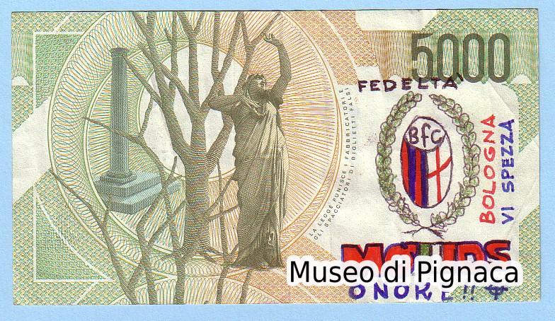 anni '90 - banconota da 5000 lire colorata dal gruppo MODS