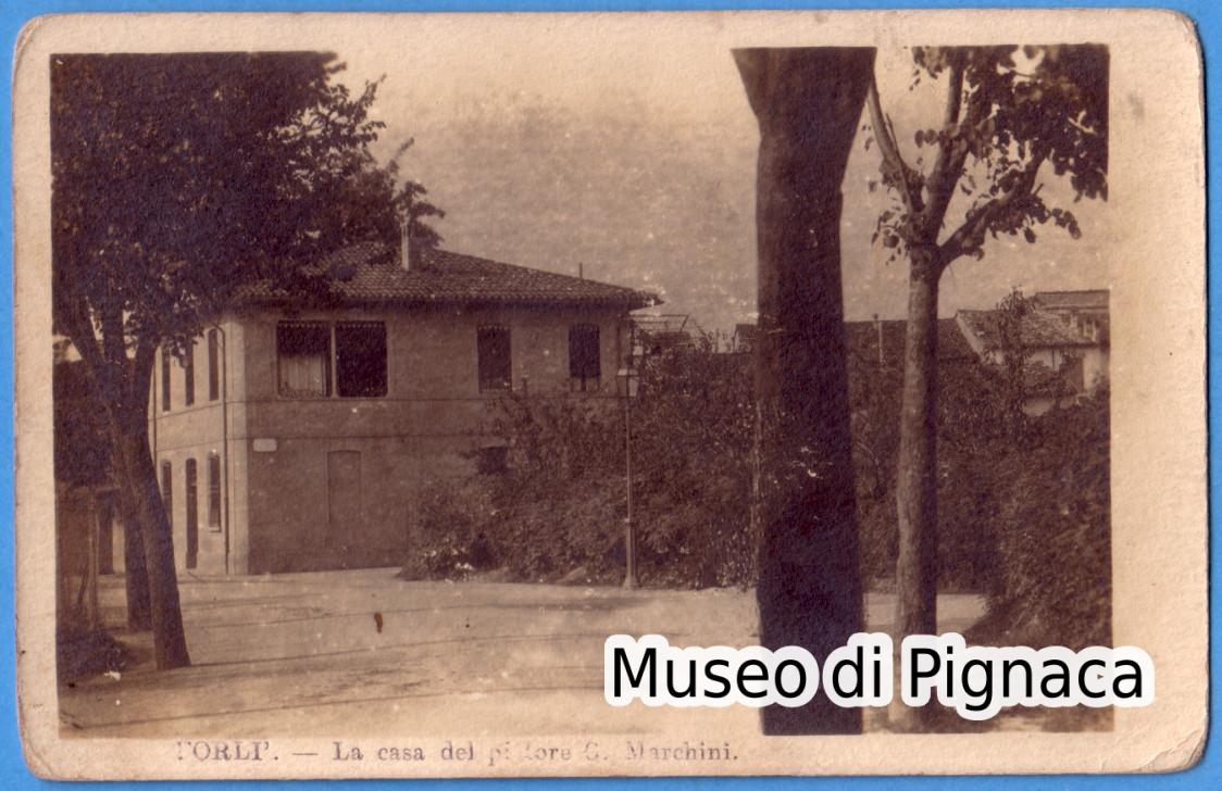 1916 vg - Forlì - La casa del Pittore Giovanni Marchini (via Ugo Bassi) scriita dallo stesso al collega Leonida Brunetti