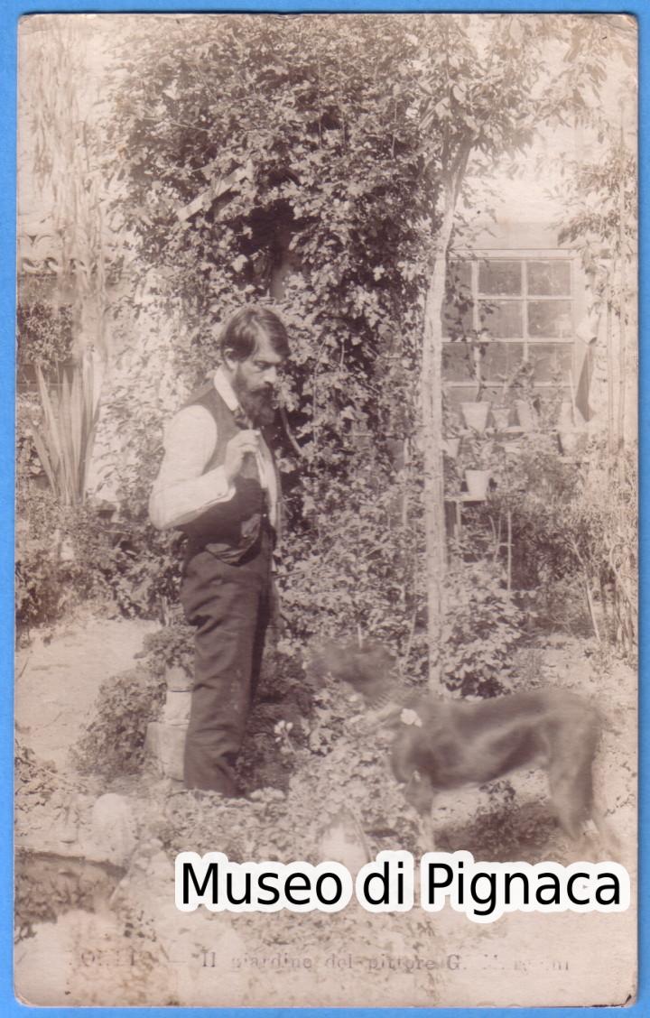 1918 vg - Forlì - il pittore Giovanni Marchini nel suo giardino di Via Ugo Bassi