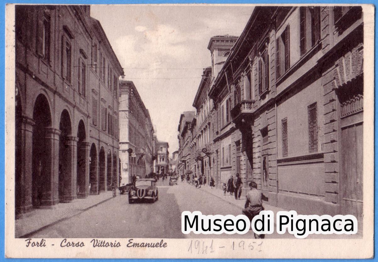 1951 vg - Forlì Corso Vittorio Emanuele (cartolina anteguerra spedita in epoca repubblicana)