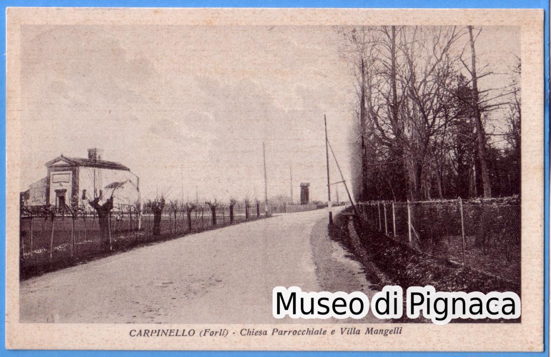 1939 vg - Carpinello (Forlì) - Chiesa Parrocchiale e Villa Mangelli
