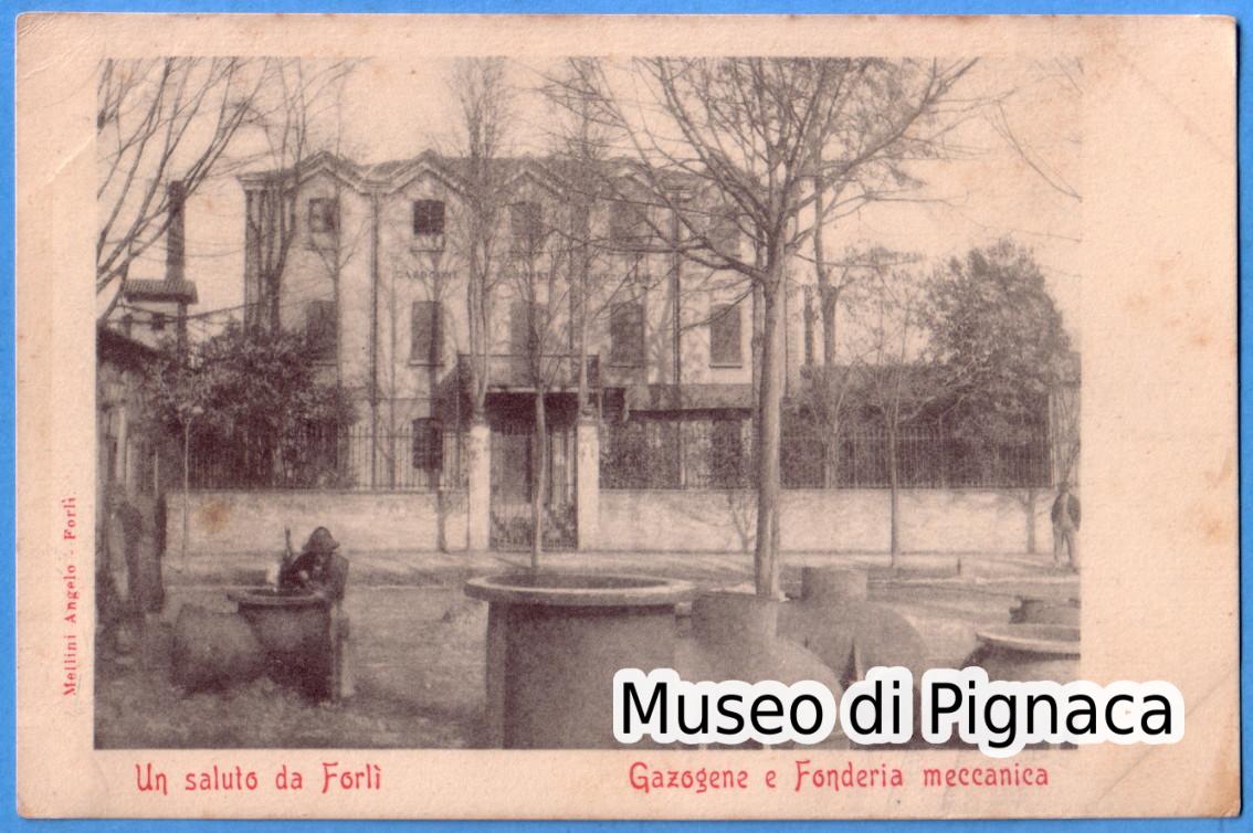 1900ca nv - Un Saluto da Forlì - Gazogene e Fonderia Meccanica (editore Angelo Mellini)