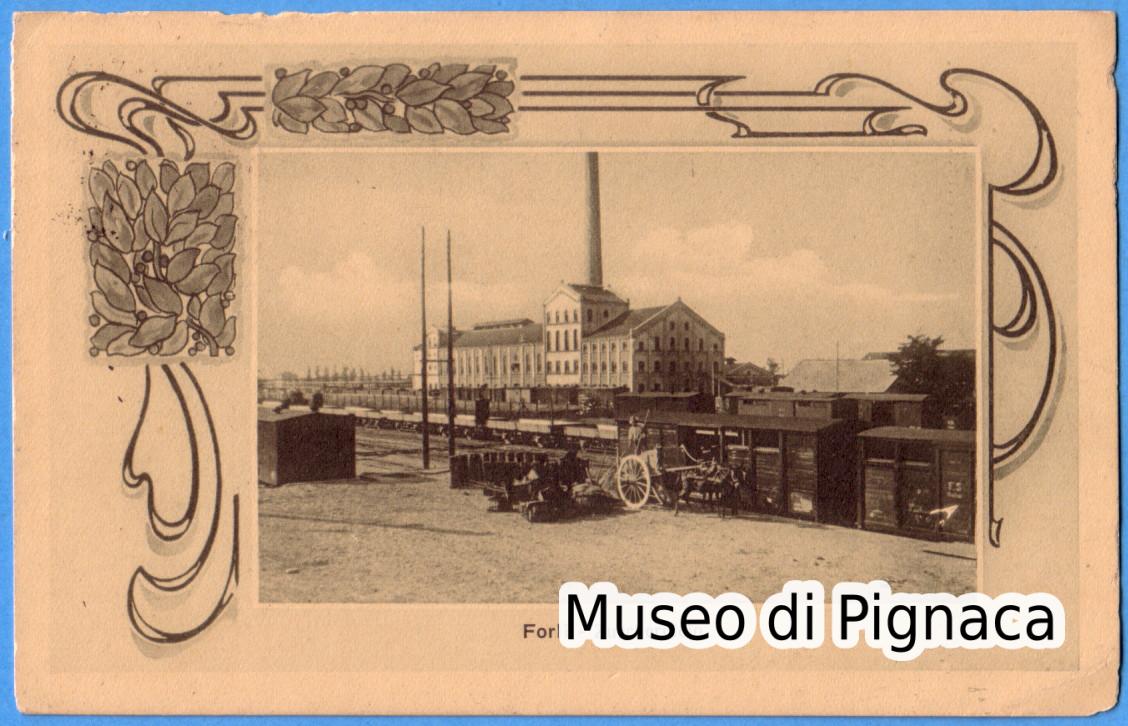 1915 vg - Forlì - Zuccherificio (con contorno ornamentale - editore Bazzani)