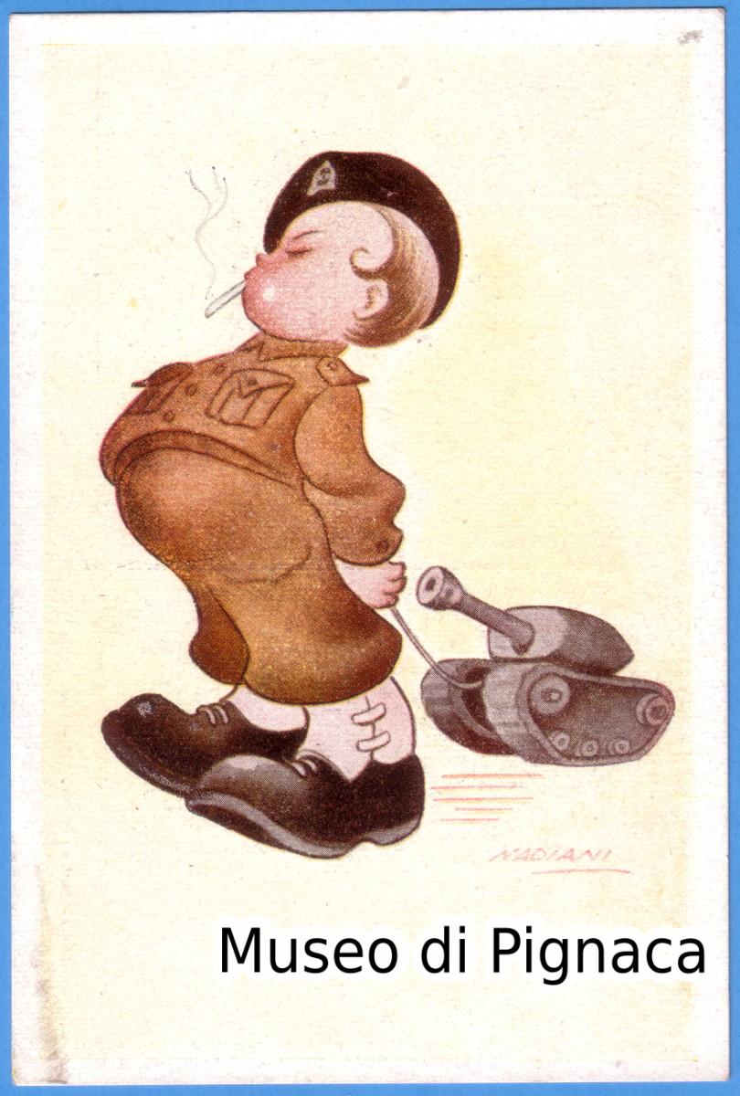 Caricaturista Ettore Nadiani - bambini soldati (1940ca)