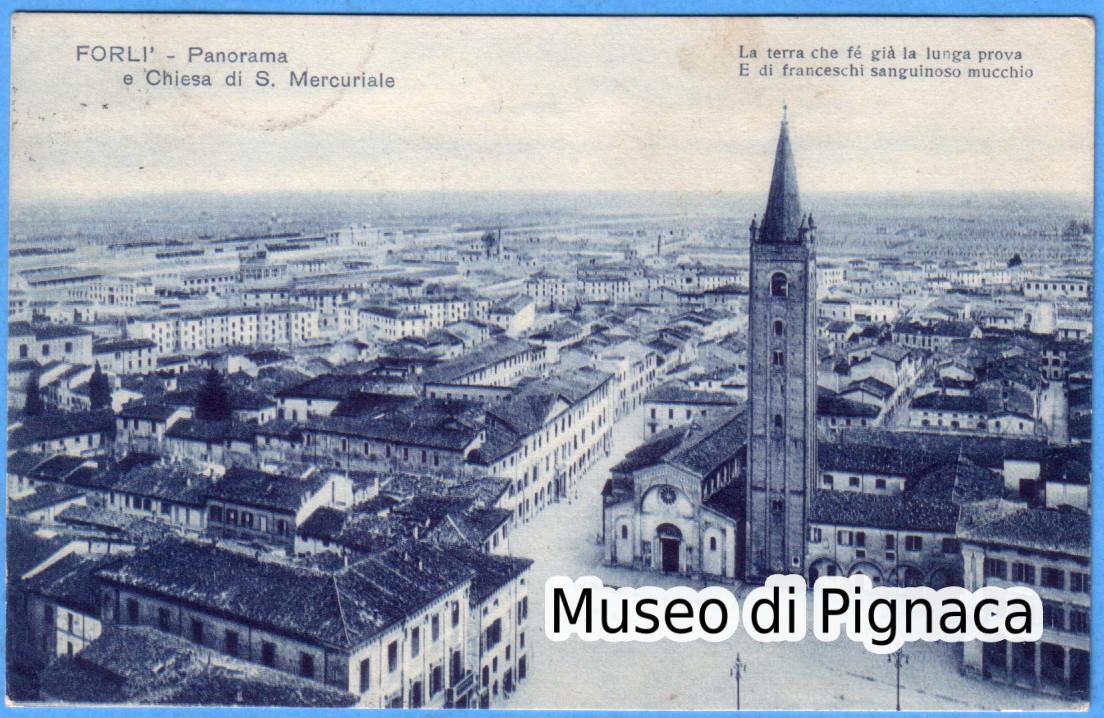 1930 vg - Forlì - Panorama con San Mercuriale e la Piazza dove è possibile vedere la zona cosidetta 