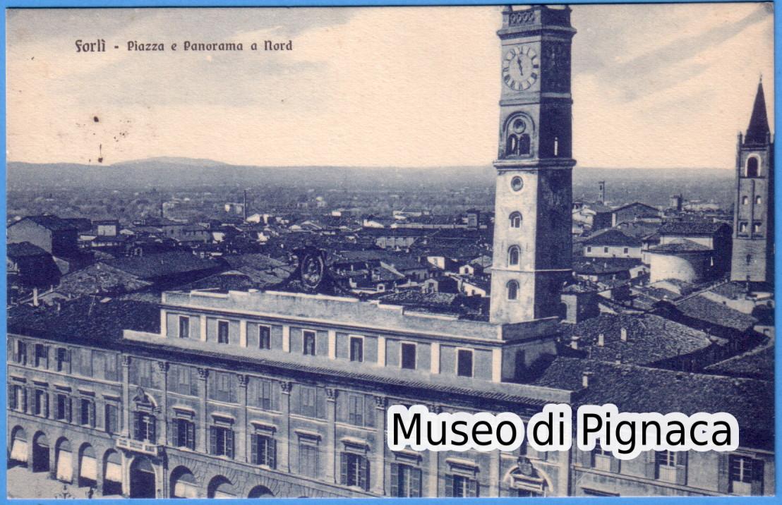 1932 vg - Forlì - Piazza e panorama a Nord (al verso biglietto della SITA)