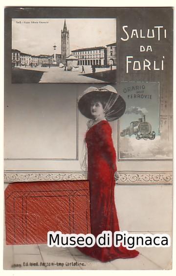 1911 Saluti da Forlì - vedutine e valigetta