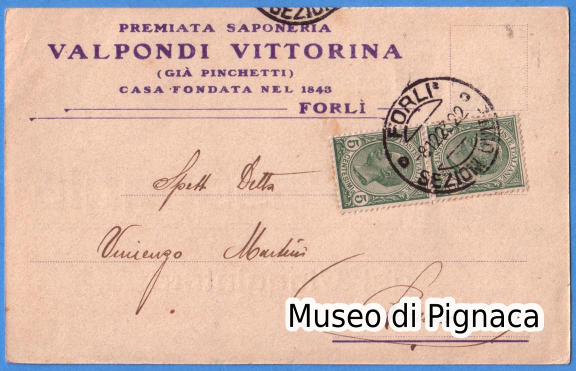 1923 vg - Forlì - Premiata saponeria Valpondi Vittorina (già Pinchetti)
