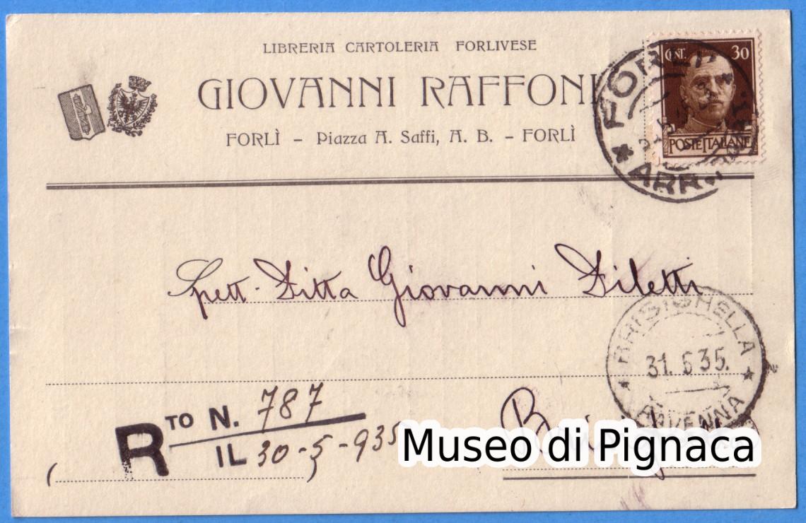1935 vg - Libreria Cartoleria Forlivese Giovanni Raffoni