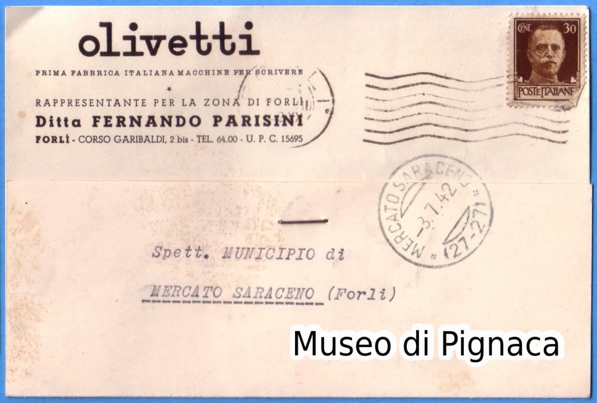 1942 vg - Forlì Olivetti macchine da scrivere (rappresentanza Corso Garibaldi)