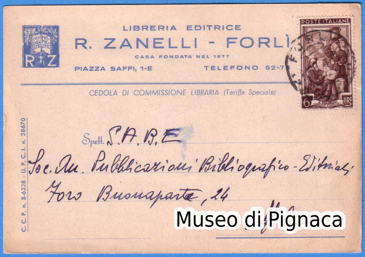 1951 vg - Forlì Piazza Saffi - Libreria Editrice Zanelli
