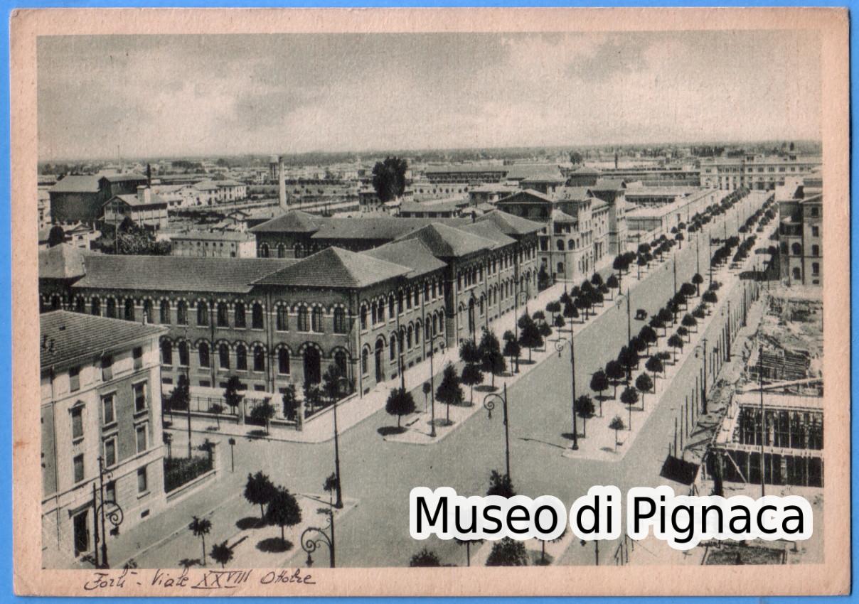 1936 vg Forlì - Viale XXVIII Ottobre - Annullo Corso Graduati ONB (tassa ridotta)
